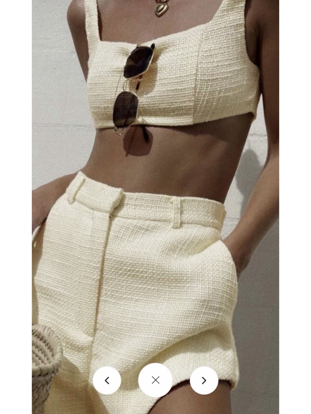 Commense Tweed Backless Plain Shorts Set size M COLOR — Off-White - Cream